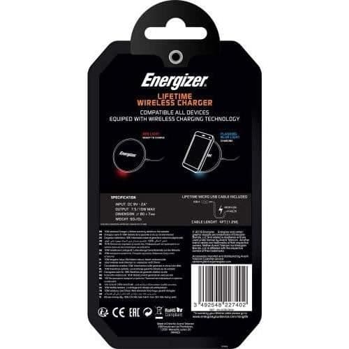 Trådlös laddare Energizer 10W med Micro USB-kabel inkluderad