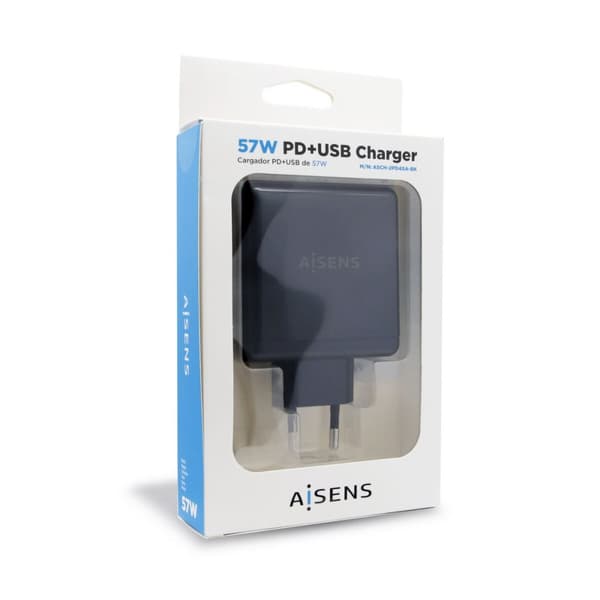 USB-oplader væggen Aisens ASCH-2PD45A-BK 57 W Sort USB-C (1 enheder)