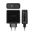 Miniatyrbillede 2 af 3: USB-oplader væggen Aisens ASCH-2PD45A-BK 57 W Sort USB-C (1 enheder)