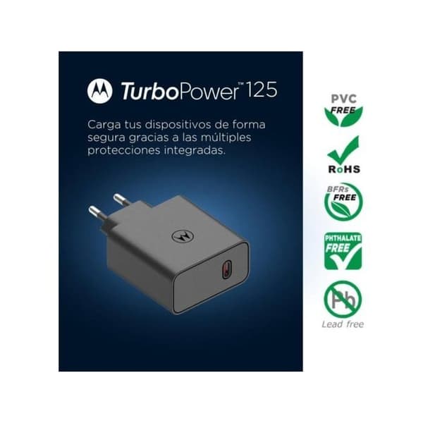 Nätadapter - Motorola - SJMC1252 - Snabbladdning 125 W - USB-C-kabel ingår - Svart