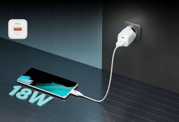 HURTIG USB C TELEFONOPLADER UNIVERSAL 20W + USB C KABEL 100W HVID