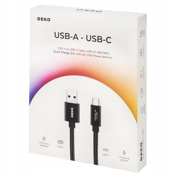 USB C-KABEL HURTIG OPLADNING 3A TIL ANDROID AUTO USB TYPE C 2M DEKO
