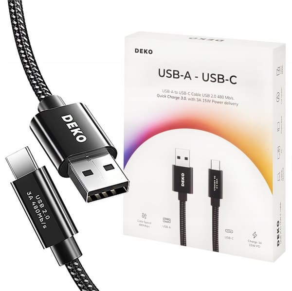 USB C-KABEL HURTIG OPLADNING 3A TIL ANDROID AUTO USB TYPE C 2M DEKO