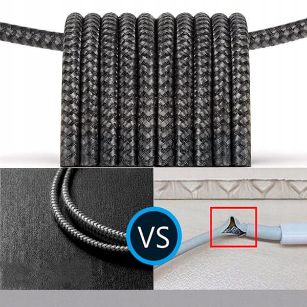 USB C KABEL 1M 60W PD QC HURTIG OPLADNING KRAFTIG TIL TELEFON SORT DECO
