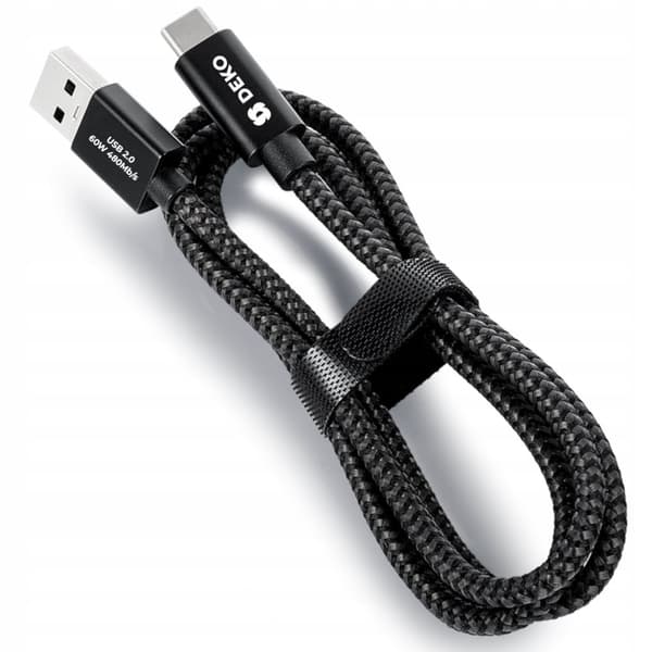 USB C KABEL 1M 60W PD QC HURTIG OPLADNING KRAFTIG TIL TELEFON SORT DECO