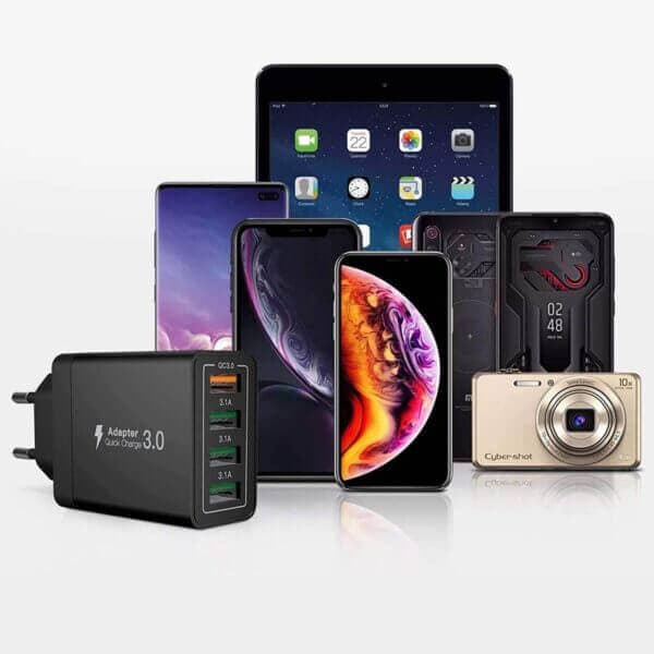 Snabbladdare 4x USB Quick Charge 3.0 3.1A Svart