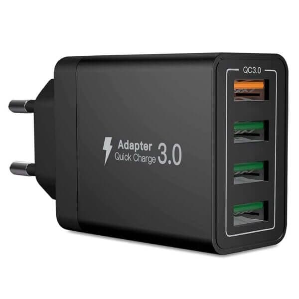 Snabbladdare 4x USB Quick Charge 3.0 3.1A Svart