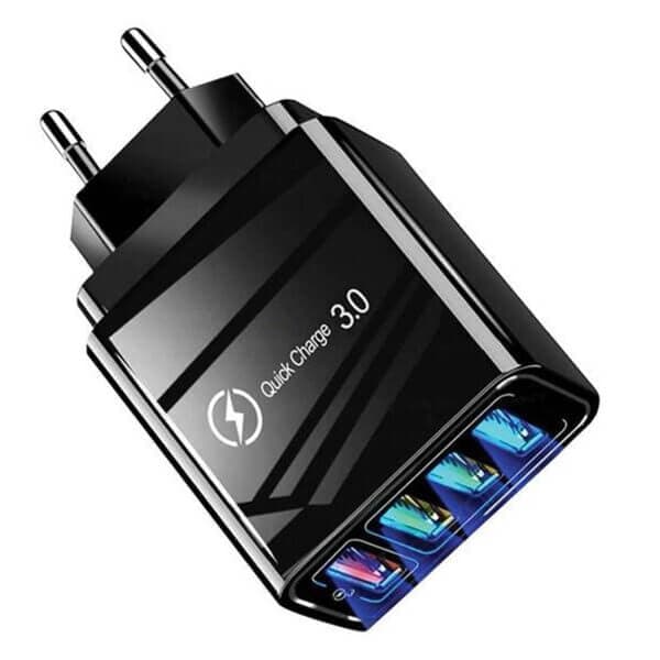 Snabbladdare 4x USB Quick Charge 3.0 3.1A Svart