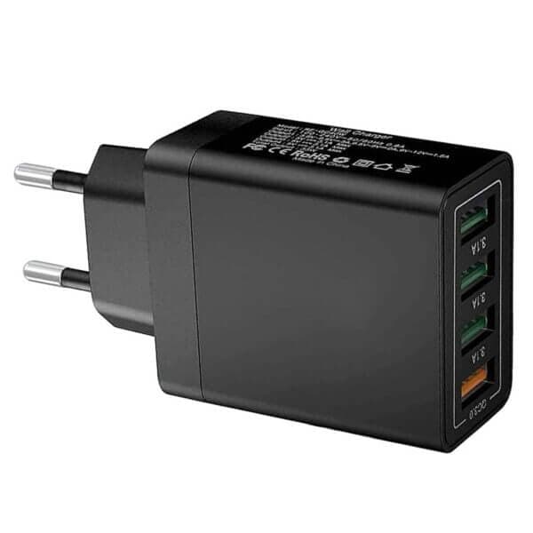 Snabbladdare 4x USB Quick Charge 3.0 3.1A Svart