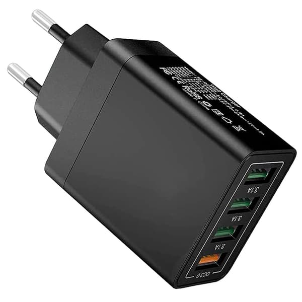 Snabbladdare 4x USB Quick Charge 3.0 3.1A Svart