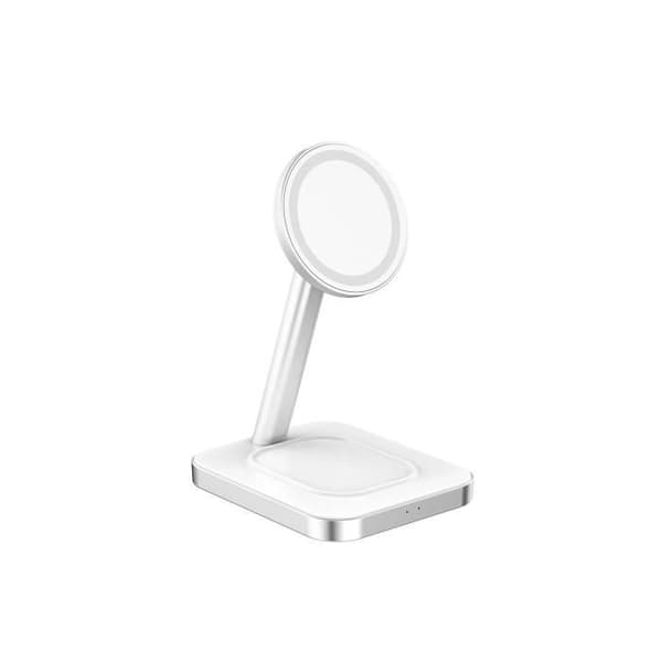 Trådlös Induktionsladdare 2 i 1 Kompatibel med MagSafe 15W Force Power Vit