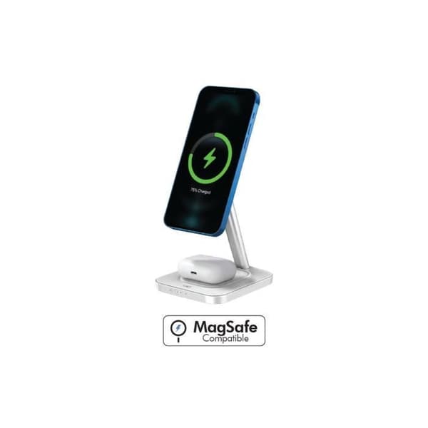 Trådlös Induktionsladdare 2 i 1 Kompatibel med MagSafe 15W Force Power Vit