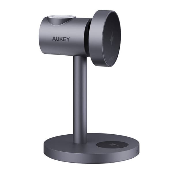 Trådlös laddare MagFusion 3 i 1 Aukey LC-MC311, 15W Qi2 (grå)