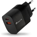 Miniatyrbild 1 av 6: NGS BUD 33W: Universell väggladdare 33W med 2 portar: USB-C + USB-A. Snabb och säker laddning. Samtidig laddning. Svart.