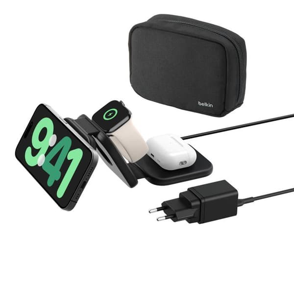 Trådlös laddare - BELKIN - BOOST CHARGE PRO 3i1 - 15W - Fällbar - Qi2