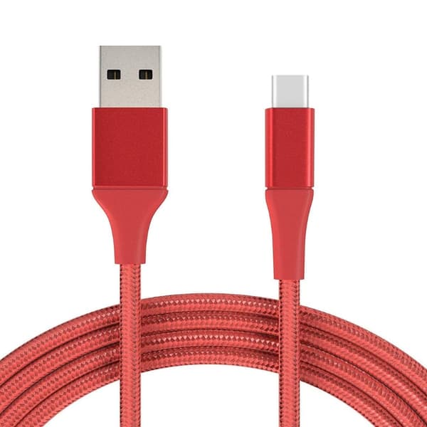 2M USB til USB-C Kabel Nylon Hurtig Opladning Rød