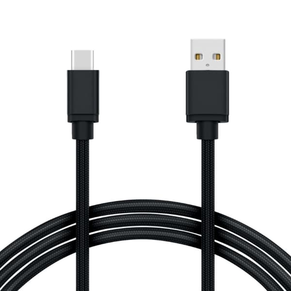 2M Kabel USB-C Laddare Nylon Quick Charge Svart