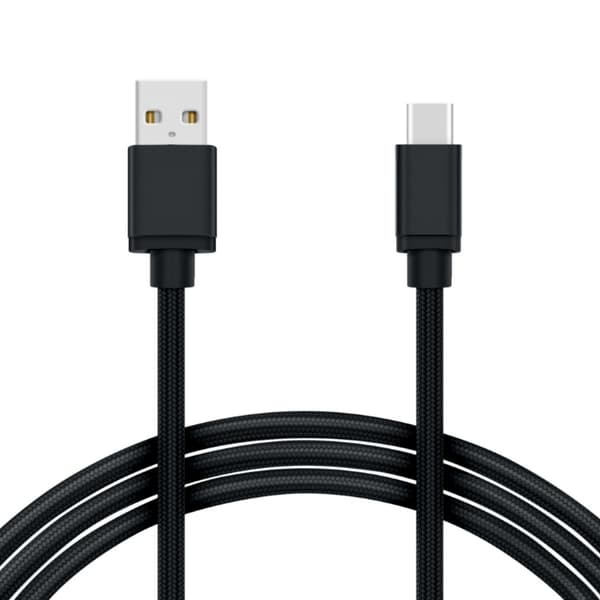 2M Kabel USB-C Laddare Nylon Quick Charge Svart