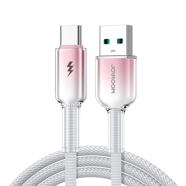 Joyroom Kristallinkirkas USB-kaapeli 3A USB ja USB-C 1.2m - Valkoinen