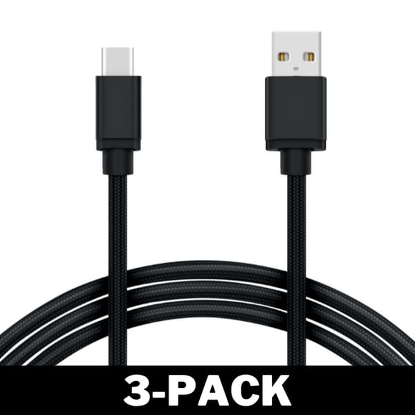 2M USB til USB-C Kabel Nylon Hurtig Opladning Sort