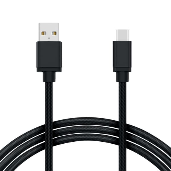 2M USB till USB-C Kabel Nylon Quick Charge Svart