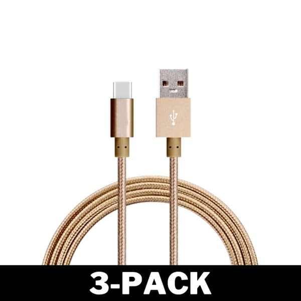 3M USB til USB-C Kabel Nylon Hurtig Opladning Guld
