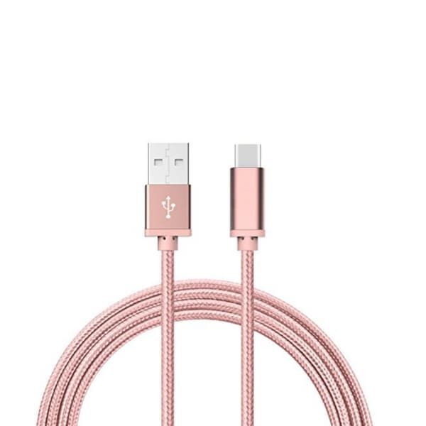 Flettet USB til USB-C Kabel Roseguld 2M