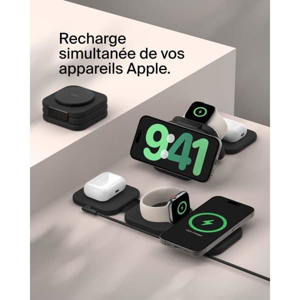 Trådlös laddare - BELKIN - BOOST CHARGE PRO 3i1 - 15W - Fällbar - Qi2