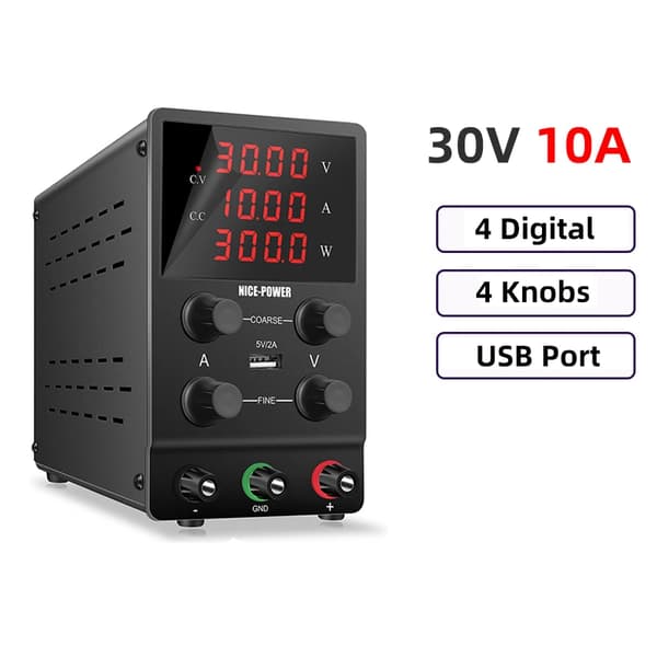 Justerbar DC Strømforsyning, 30V 10A Udgange, Intelligent Opladningsmode,30V 10A Basis, 220V
