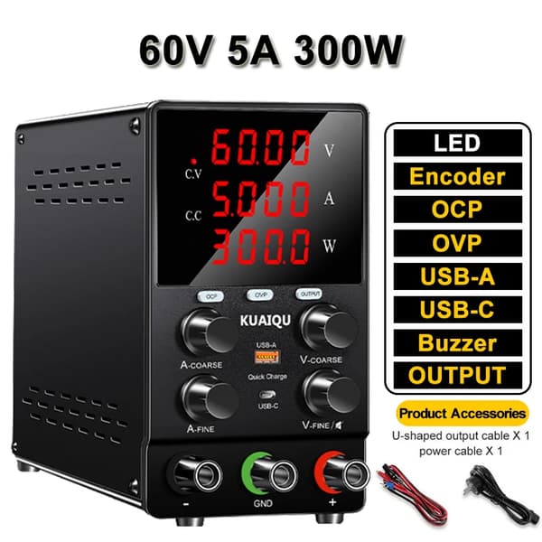 Strømforsyningsenhed, 60V 5A OCP OVP, 120V 3A OCP OVP,60V 5A OCP OVP, AC 220V