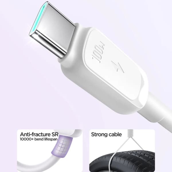 SiGN USB-C till USB-C Kabel 100W, 3m - Vit