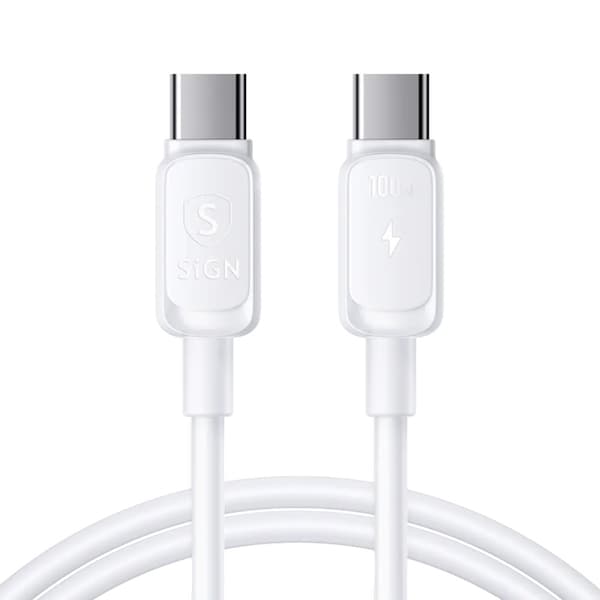 SiGN USB-C till USB-C Kabel 100W, 3m - Vit