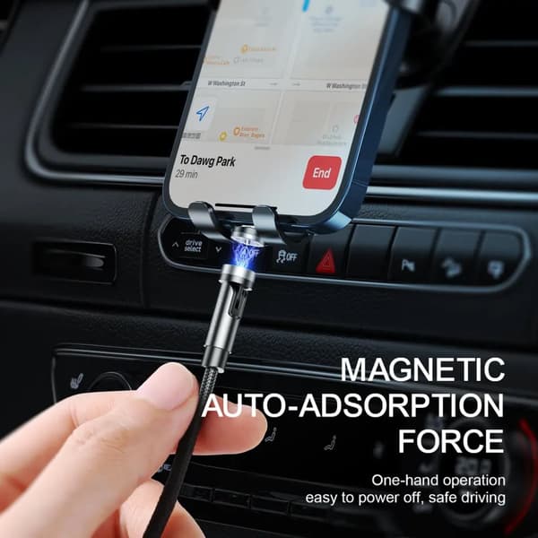 SiGN 3-in-1 360° Magnetkabel Lightning, USB-C, Micro-USB, 2.4A - Svart