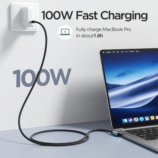 SiGN USB-C till USB-C Kabel 2m, 100W - Svart