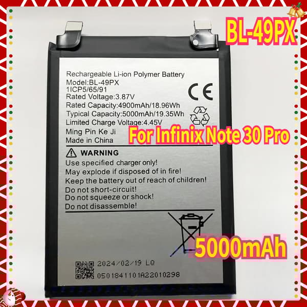 Batteri BL-49PX, 5000mAh kapacitet, til Infinix Note 30 Pro,Note30Pro