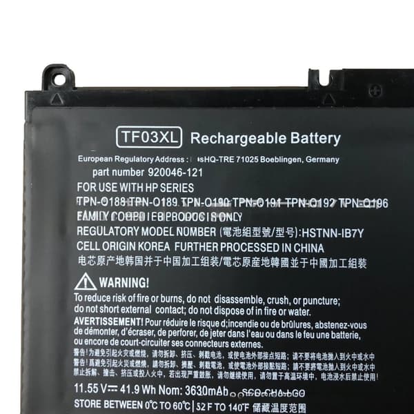 HP Pavilion bærbar computerbatteri, 11.55V, 41.9WH,TF03XL