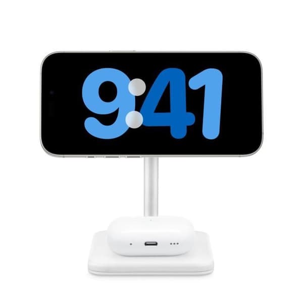 Trådlös laddningssupport Qi2 2-i-1 Modell HiRise 2 Deluxe Kompatibel med MagSafe Twelve South Vit