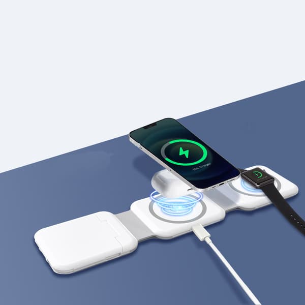 INF 3-i-1 magnetisk trådløs lader for telefon, ørepropper og klokke