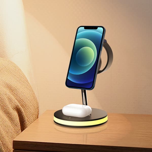 3-i-1 Magnetisk trådlöst laddställ 18W för din iPhone, Apple Watch och Airpods