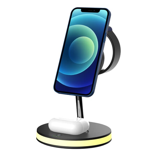 3-i-1 magnetisk trådløst ladestativ 18W for iPhone, Apple Watch og Airpods