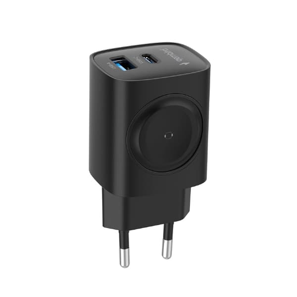 2-i-1-vegglader med trådløs lading for Apple Watch + 1XUSB og 1xUSB-C 20W