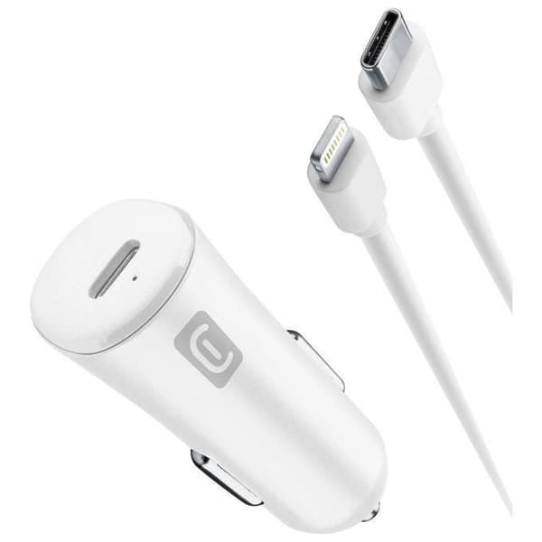 BilLaddare - Cellularline - USB-C 20W - Snabbladdning - iPhone 8 och senare - 100 cm