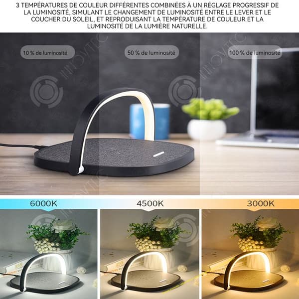 INN 10w snabb trådlös laddare med nattlampa USB induktionsladdare kompatibel multifunktionell kompakt och bärbar sänglampa