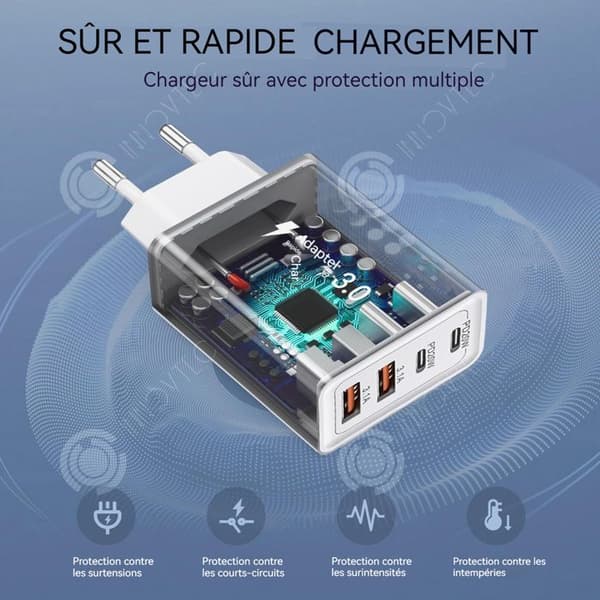 INN Snabb usb c laddare 55w 4 portar PD 20w dubbel PD och dubbel usb multisektor PD+QC 3.0A snabbladdare multipel usb laddare
