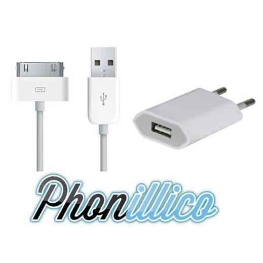 Laddare med nätadapter och USB-kabel kompatibel med iPhone 3G 3GS