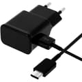 Miniatyrbild 1 av 4: [Kompatibel Huawei HONOR 8-9-10-PLAY-VIEW10] Kabel Typ USB-C 1 Meter + Svart Väggladdare [Phonillico®]