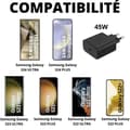 Miniatyrbild 2 av 4: Snabbladdare 45W - Phonillico - USB-C - 1 meter - Kompatibel med Samsung Galaxy S24/S23/S22