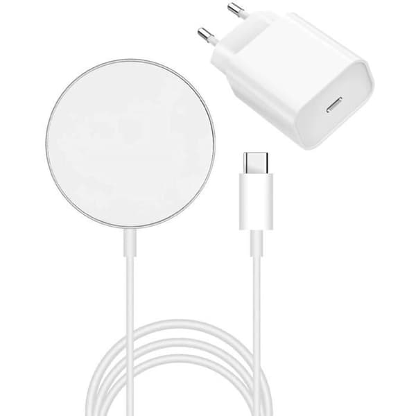 Induktionsladdare + nätadapter kompatibel med magsafe för iPhone 14-14 PLUS-14 PRO-13-13 PRO-13 PRO MAX-12-12 PRO-11-X-XR-SE Phonillico®