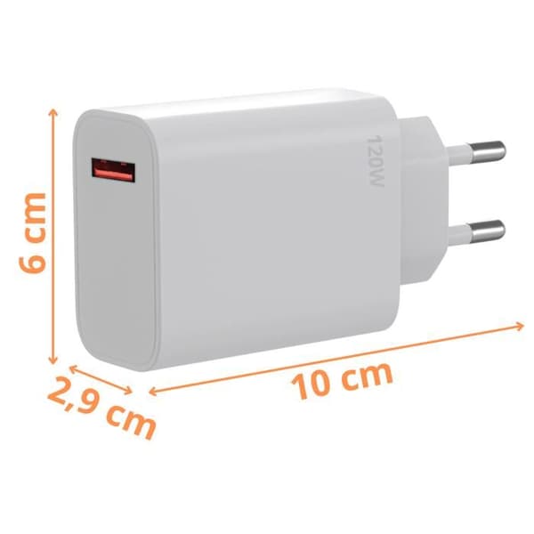 Snabbladdare 120W - Xiaomi - Kompatibel med flera modeller - USB-C - Vit - Snabb laddning