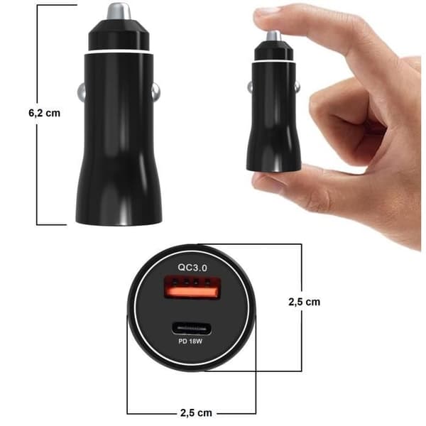 Snabbladdare för bil för Oppo - Sony - Wiko - Google - Cigaretteshål med USB port USB C Phonillico®